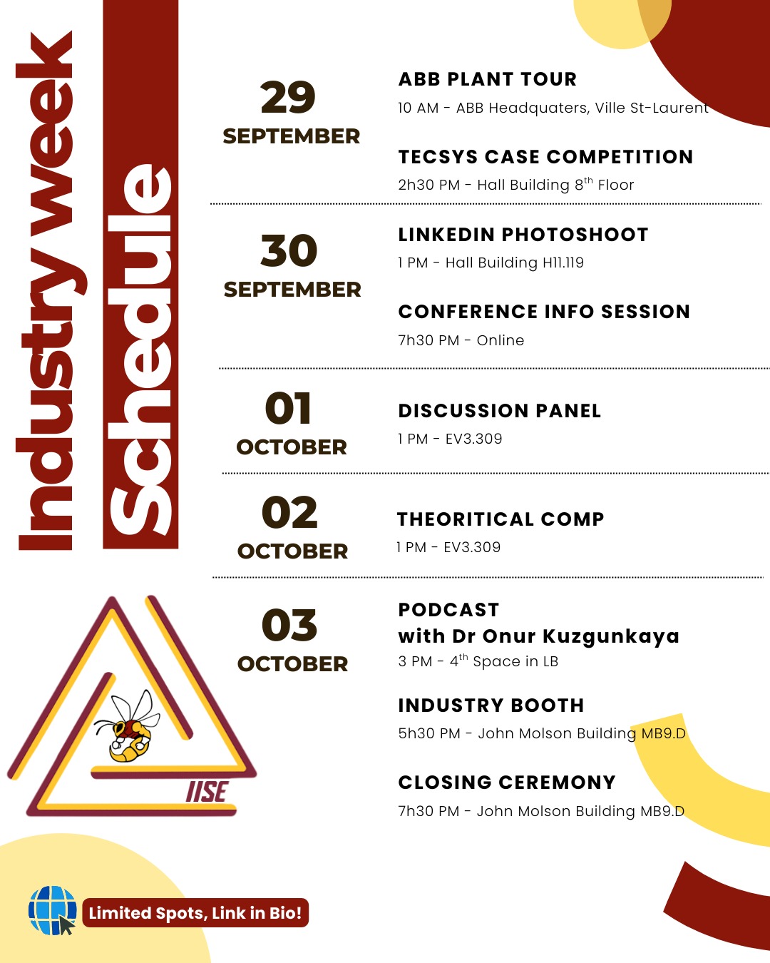 Industry Week Schedule